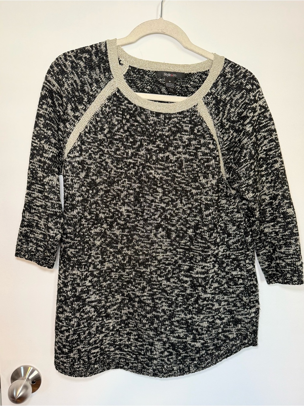 Style & Co. Black and Gold Knit Top
